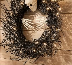 Handcrafted Light Up Skeleton Wreath