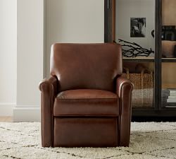 Irving Roll Arm Leather Power Lift Recliner
