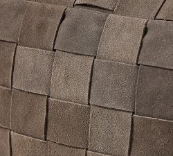 Suede Basketweave Pouf