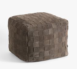 Suede Basketweave Pouf