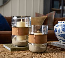 Saddle Faux Leather Hurricane Candle Holder