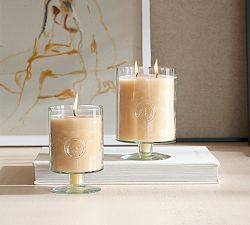 Stamped Glass Pedestal Candle - Mediterranean Citrus