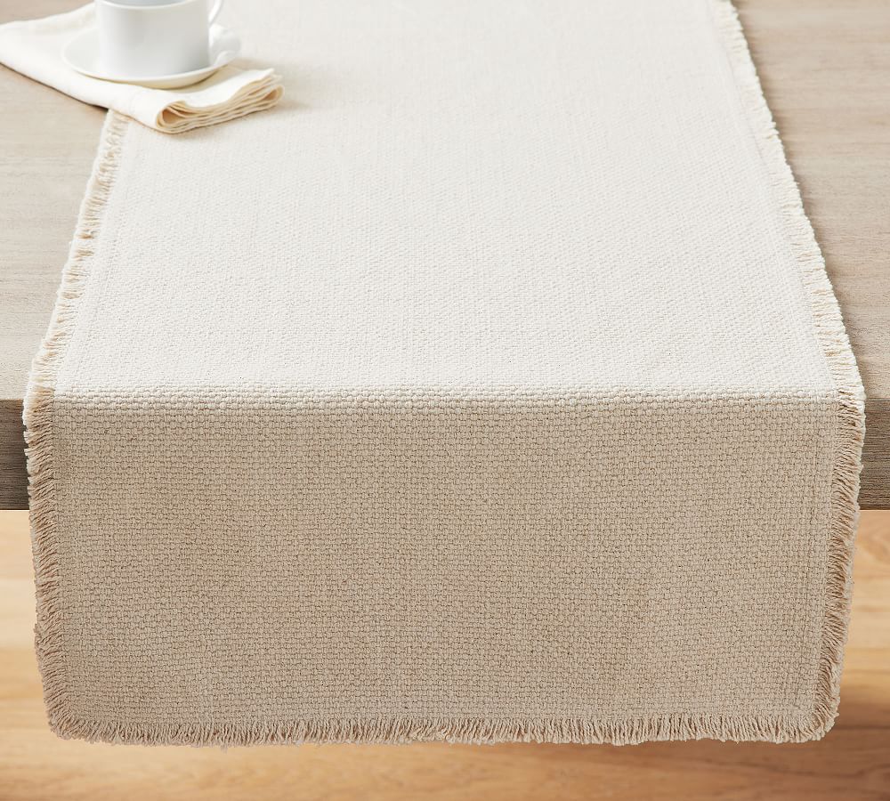 Mason Handwoven Cotton Fringe Table Runner in natural