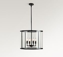 Manor Outdoor Round Glass &amp; Iron Pendant (18")