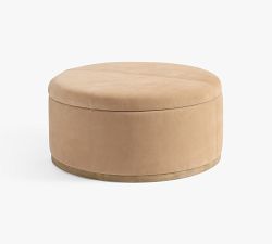 Lawton Round Leather Ottoman
