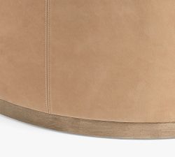 Lawton Round Leather Ottoman