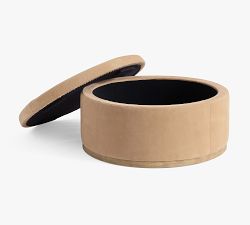 Lawton Round Leather Ottoman