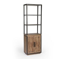 Parquet Reclaimed Wood Open Bookcase with Doors