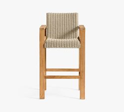 Malibu Teak &amp; Rope Outdoor Bar Stool