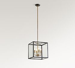 Manor Outdoor Glass &amp; Iron Square Pendant (14"-20")