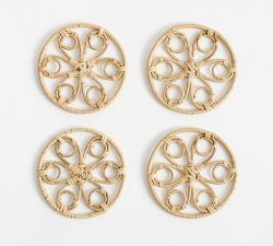 Monique Lhuillier Antibes Wicker Coasters - Set of 4