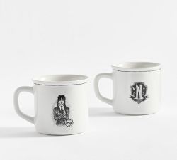 Wednesday Decal Stoneware Mugs - Mixed Set of 2