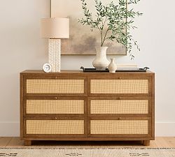Catalina Cane 6-Drawer Wide Dresser (64")