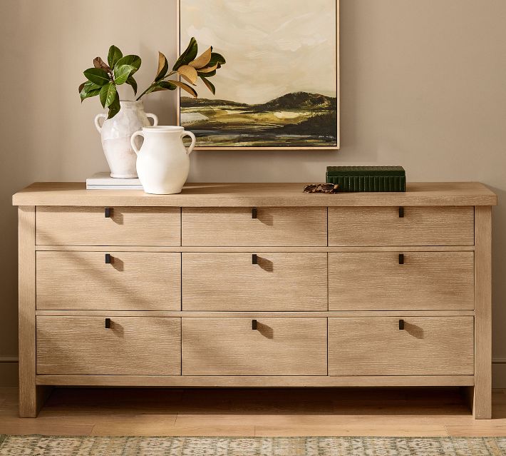 Modern Farmhouse 9-Drawer Dresser, Fog, 72" | Pottery Barn