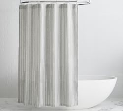 Belgian Flax Linen Striped Shower Curtain