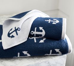 Anchor Jacquard Reversible Organic Towel