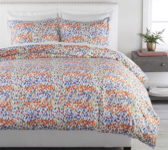 Annabel Watercolor Dot Organic Percale Duvet Cover & Shams