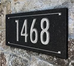 Black Granite Rectangle Futura Engraved Address Sign