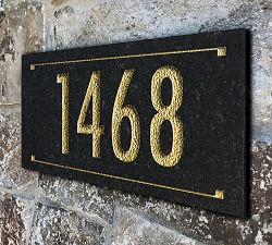 Black Granite Rectangle Futura Engraved Address Sign