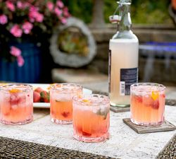 Scalloped Rim Hancrafted Double Old Fashioned Glass, Set of 4