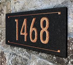 Black Granite Rectangle Futura Engraved Address Sign