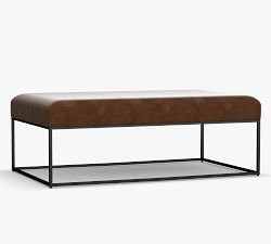 Millie Leather Rectangular Ottoman - Thumbnail 5
