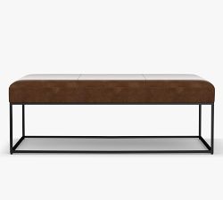 Millie Leather Rectangular Ottoman - Thumbnail 2