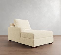 Open Box: Big Sur Square Arm Upholstered Left Arm Chaise - Performance Chateau Basketweave Ivory, Espresso
