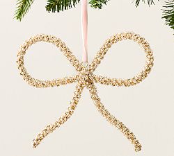 Open Box: LoveShackFancy Glitter Bow Ornament, Small - Gold