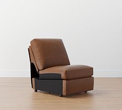 Open Box: Turner Square Arm Leather Power Reclining Armless Chair - Signature Maple, Chocolate