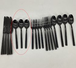 Open Box: Aero Tumbled Flatware, Set of 20 - Brushed Gunmetal