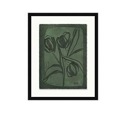 Open Box: Emerald Bouquet Framed Print, 16" x 20" - Matte Black