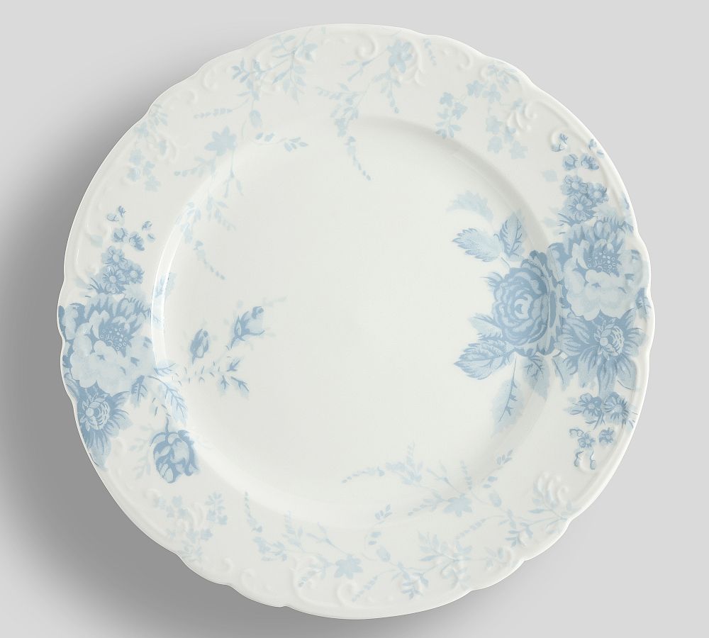 LoveShackFancy Rose Porcelain Dinner Plates - Set of 4 - Set of 4 - Blue/White