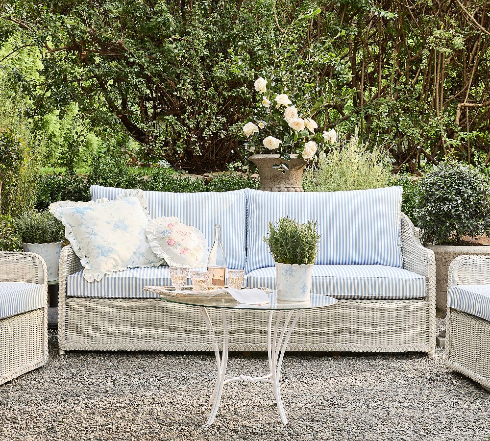 LoveShackFancy Wicker Outdoor Sofa (82")