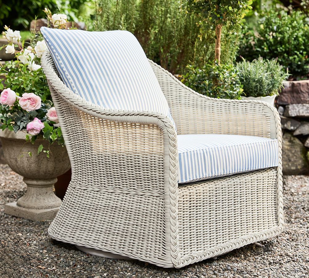 LoveShackFancy Wicker Swivel Outdoor Lounge Chair - Set of 2