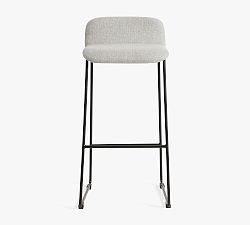 Open Box: Zoe Bar Stool (30") - Basketweave Slub Ash, Black Metal