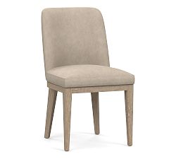 Open Box: Layton Leather Dining Chair - Nubuck Sand, Seadrift Legs