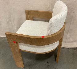 Open Box: Modern Farmhouse Upholstered Dining Armchair - Performance Boucle Oatmeal, Fog