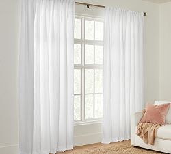 Open Box: Belgian Flax Linen Unlined Curtain, 50W x 96L - Aloe
