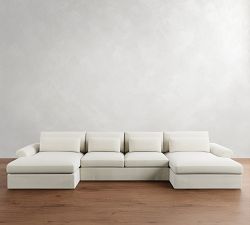 Westwood Roll Arm Deep Seat Slipcovered Double Chaise Sectional (191")