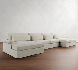 Westwood Roll Arm Deep Seat Slipcovered Double Chaise Sectional (191")