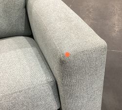 Open Box: PB Comfort Modern Square Arm Upholstered Recliner - Performance Heathered Basketweave Chambray, Seadrift Finish