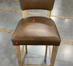 Open Box: Payson Leather Bar Stool, Bar Height - Statesville Toffee, Seadrift Leg