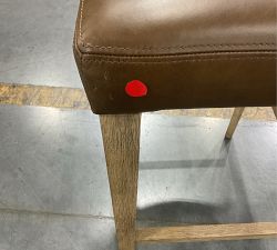 Open Box: Payson Leather Bar Stool, Bar Height - Statesville Toffee, Seadrift Leg
