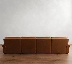 Big Sur Roll Arm Leather Power Reclining Double Chaise Sectional (148"-172")