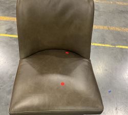 Open Box: Layton Leather Swivel Bar Stool (31.5") - Statesville Wolf Gray, Blackened Oak