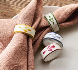 Puebla Porcelain Napkin Rings - Mixed Set of 4