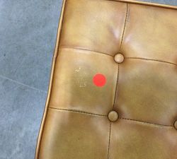 Open Box: Kirkham Tufted Leather Stool - Light Brown, Rustic Brown Base