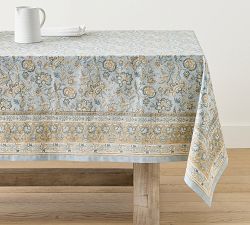 Brooke Block Print Cotton Tablecloth