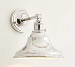 Curved Metal Bell Straight Arm Sconce (10'')